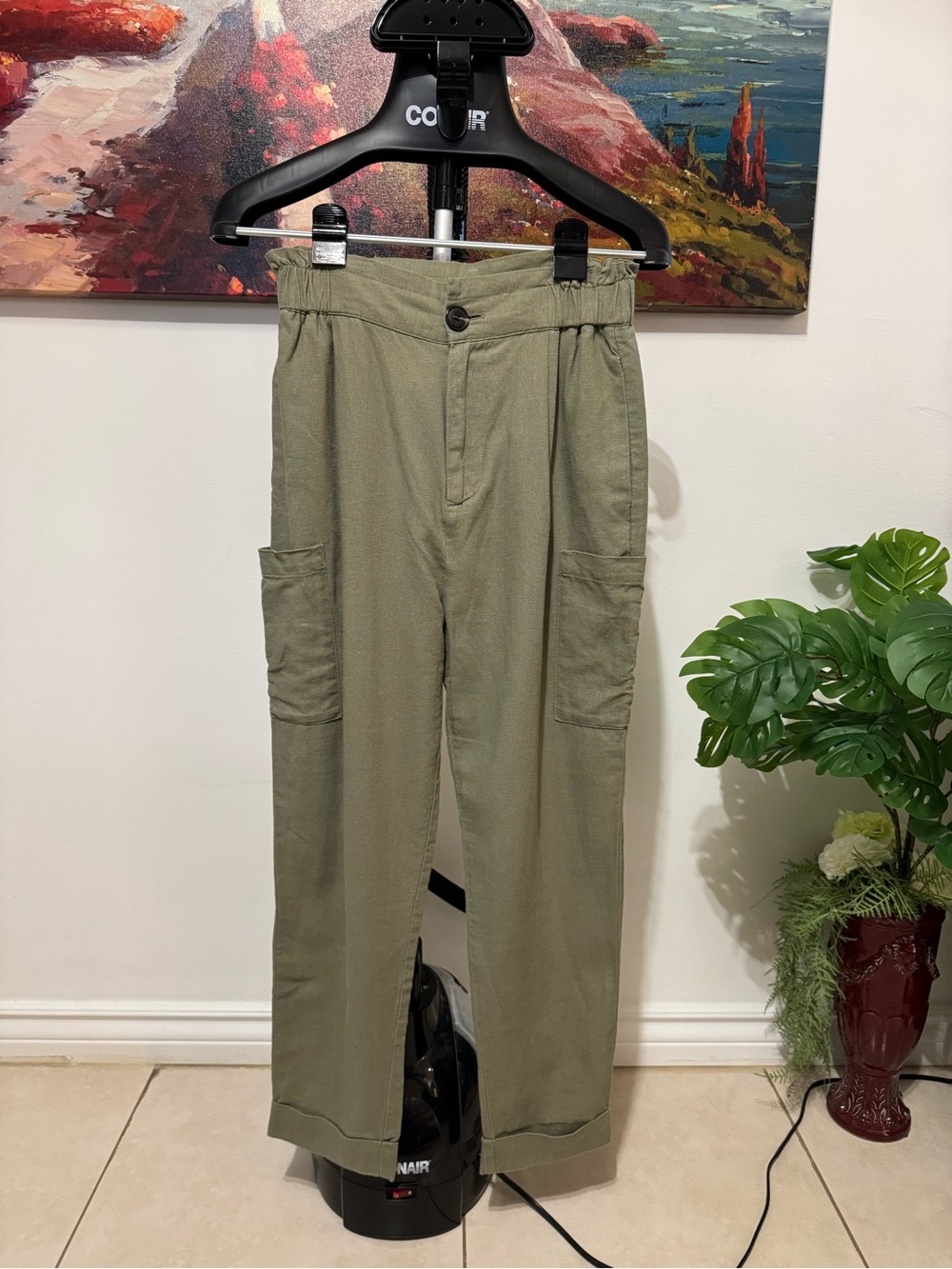 Zara Olive Utility Cargo Pants